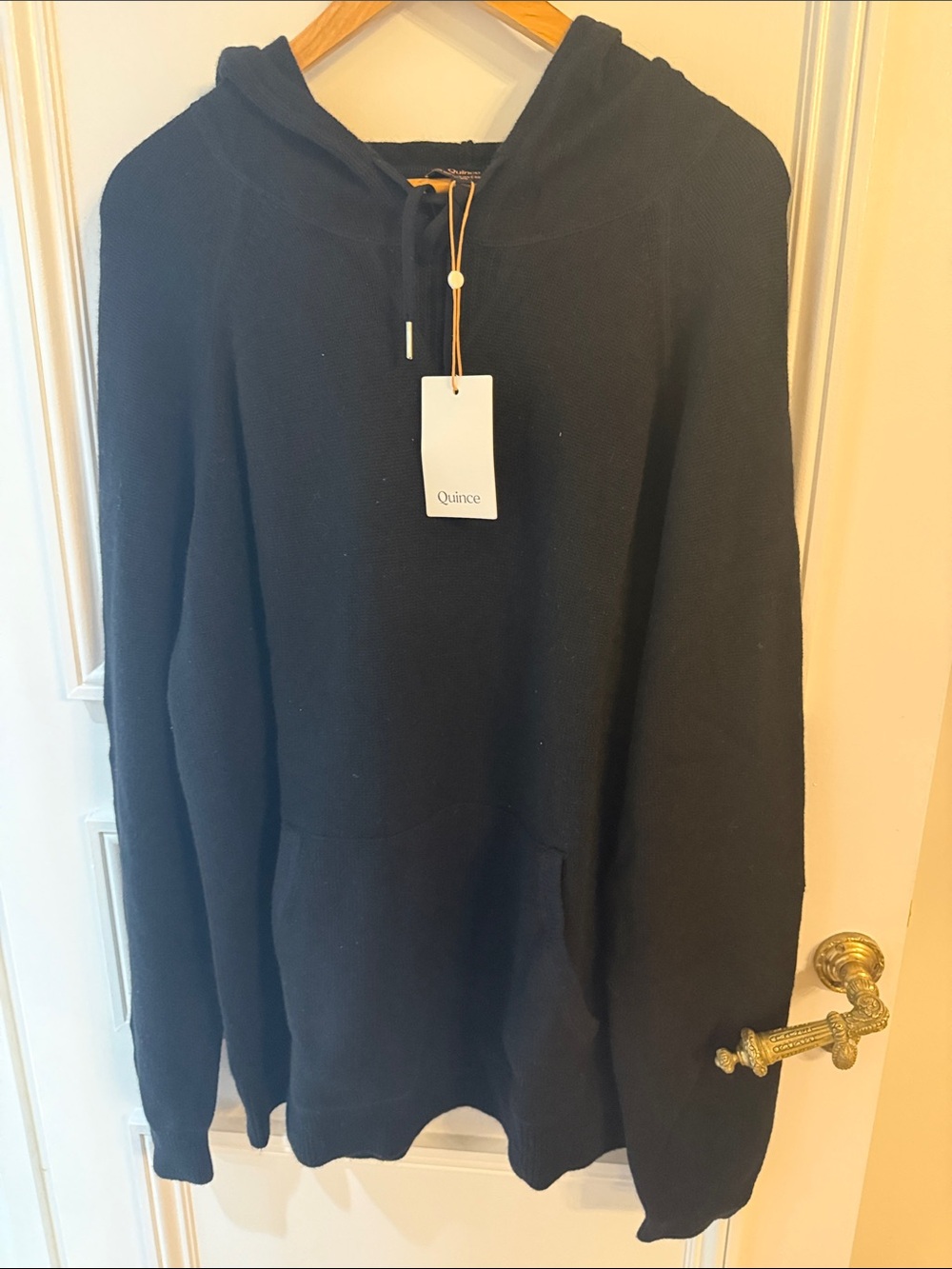 NWT Quince Black Cashmere Pullover Hoodie - XL HC9